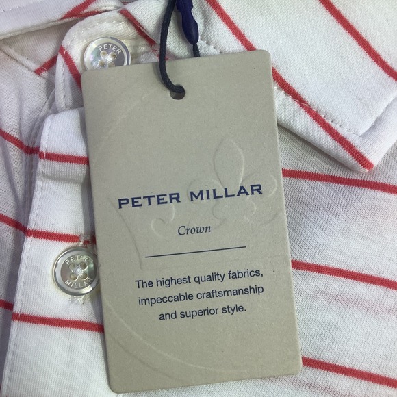 Peter Millar Crown Pima Cotton Golf Polo Striped Polo Shirt Mens Size XL NWT - Picture 5 of 13